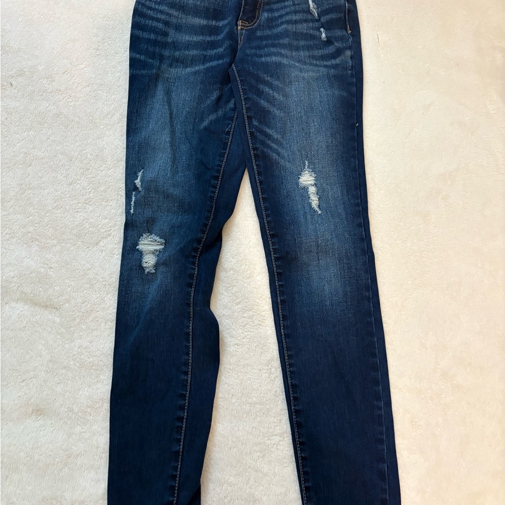 American Eagle Outfitters Dark Blue Distressed Skinny Jeans